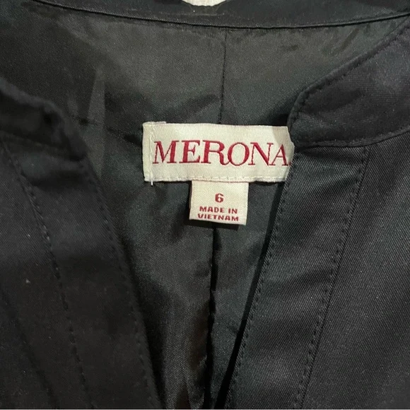 ✔️NEW Merona Black A-Line Dress with Mandarin Collar and Flutter Sleeves - Picture 3 of 8